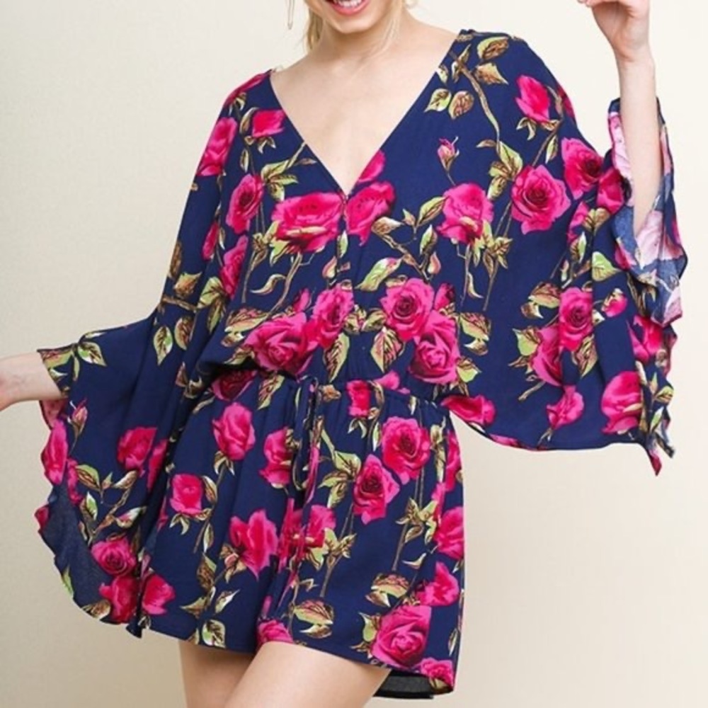 UMGEE Small floral kimono sleeves romper